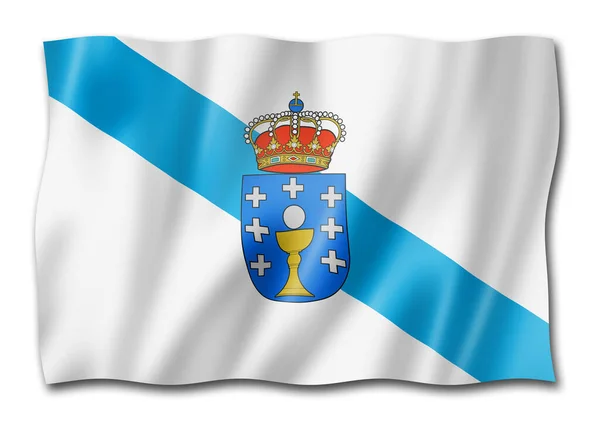 Σημαία Της Επαρχίας Γαλικίας Ισπανία Απεικόνιση — Φωτογραφία Αρχείου