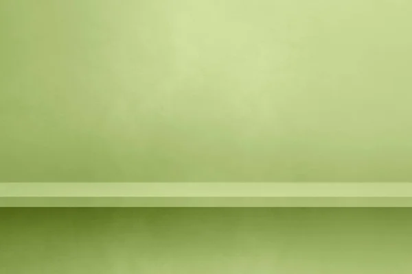Empty Shelf Light Green Concrete Wall Background Template Scene Horizontal — ストック写真