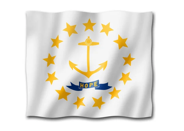 Rhode Island Flag United States Waving Banner Collection Illustration — Stock Photo, Image