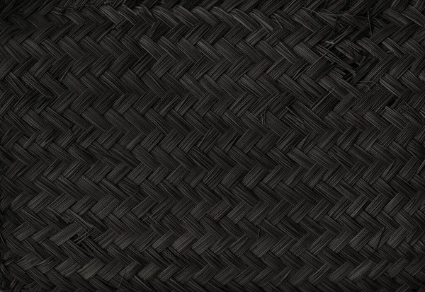 Black Woven Bamboo Mat Texture Horizontal Background Wallpaper — Stock Photo, Image