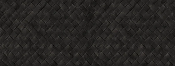 Black Woven Bamboo Mat Texture Banner Background Wallpaper — Stock Photo, Image