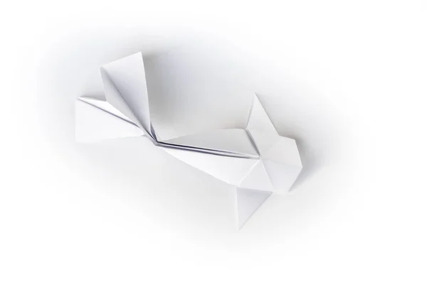 Papier Vis Origami Geïsoleerd Een Blanco Witte Achtergrond — Stockfoto