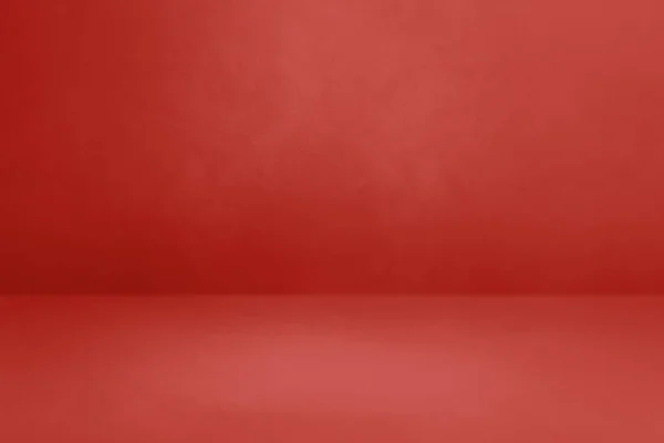 Czerwone Betonowe Tło Wewnętrzne Pusta Scena Szablonu Makieta Pozioma — Zdjęcie stockowe