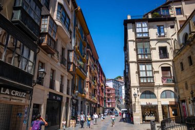Bilbao - İspanya - 19 Temmuz 2022: Casco Viejo eski kasabası