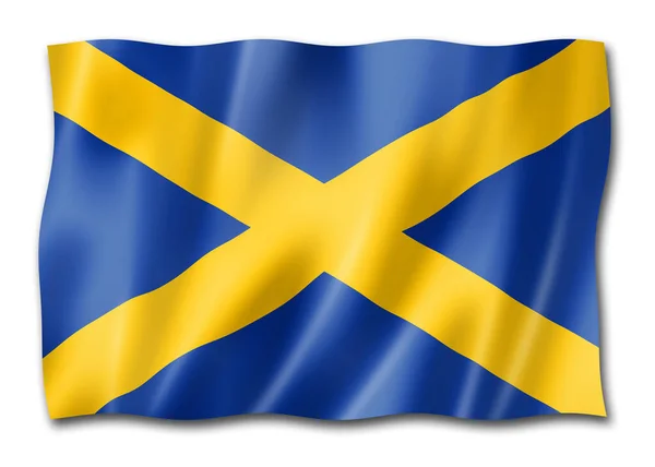Mercia Region Flag United Kingdom Waving Banner Collection 3D插图 — 图库照片