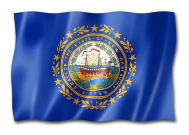New Hampshire flag, united states waving banner collection. 3D illustration