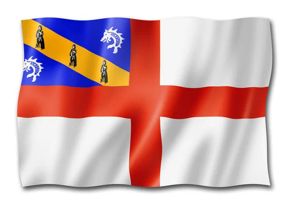 贺姆岛旗帜 英国飘扬国旗系列 3D插图 — 图库照片