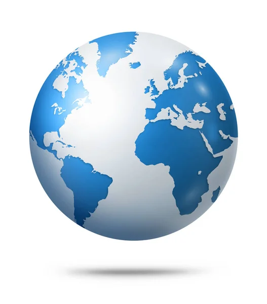Mavi Yeryüzü Küresi Beyaz Arka Planda Izole Edilmiş Illüstrasyon — Stok fotoğraf