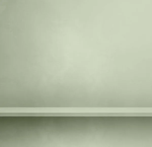 Leeres Regal Auf Einer Hellgrünen Betonwand Hintergrundvorlage Szene Quadratische Attrappe — Stockfoto