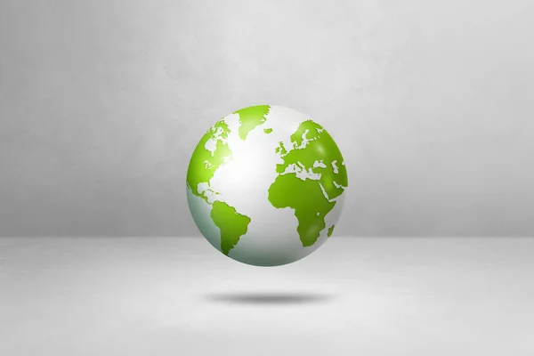 World Globe Green Earth Map Floating White Background Isolated Illustration — Stock Photo, Image