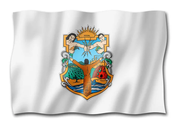 Die Flagge Des Bundesstaates Baja California Mexiko Schwenkt Banner Illustration — Stockfoto