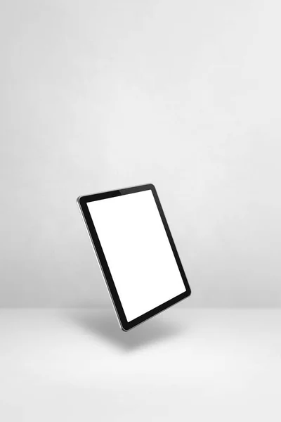 Beyaz Arka Planda Yüzen Boş Bir Tablet Bilgisayar Boyutlu Izole — Stok fotoğraf