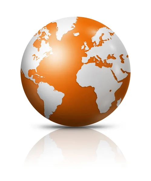Globe Terre Orange Isolé Sur Fond Blanc Illustration — Photo