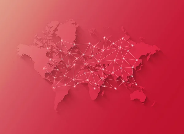 Világ Térkép Digitális Hálózat Illusztráció Elszigetelt Rózsaszín Háttér — Stock Fotó