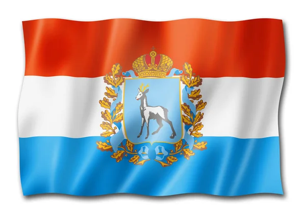 Samara Staat Oblast Vlag Rusland Zwaaiend Banner Collectie Illustratie — Stockfoto