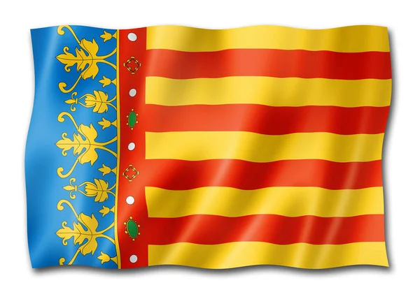 Valencia Province Flag Spain Waving Banner Collection Illustration — Stock Photo, Image