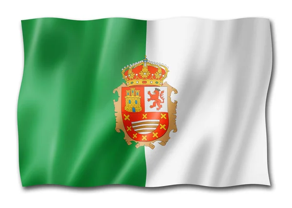Fuerteventura Flaga Wysp Kanaryjskich Hiszpania Machająca Sztandarem Ilustracja — Zdjęcie stockowe