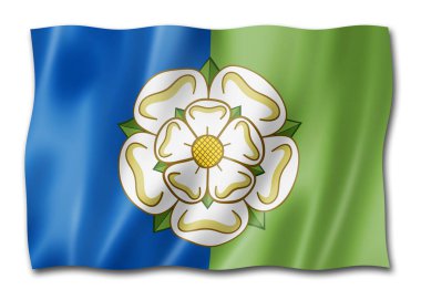 Yorkshire 'ın Doğu Biniciliği bayrağı, Birleşik Krallık bayrak koleksiyonu. 3B illüstrasyon