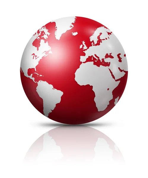 Globe Terrestre Rouge Isolé Sur Fond Blanc Illustration — Photo