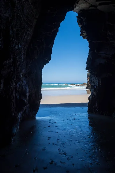 stock image As Catedrais beach - Beach of the Cathedrals - in Galicia, Spain. Cliffs and ocean view