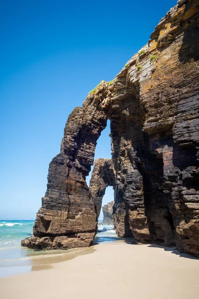 stock image As Catedrais beach - Beach of the Cathedrals - in Galicia, Spain. Cliffs and ocean view