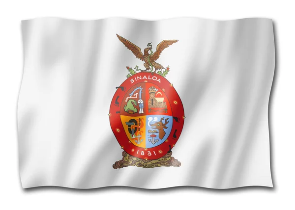 Sinaloa State Flag Mexico Waving Banner Collection Illustration — Stockfoto