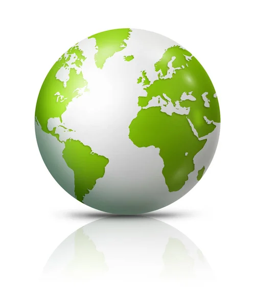 Green Earth Globe Isolated White Background Illustration — Stock Photo, Image