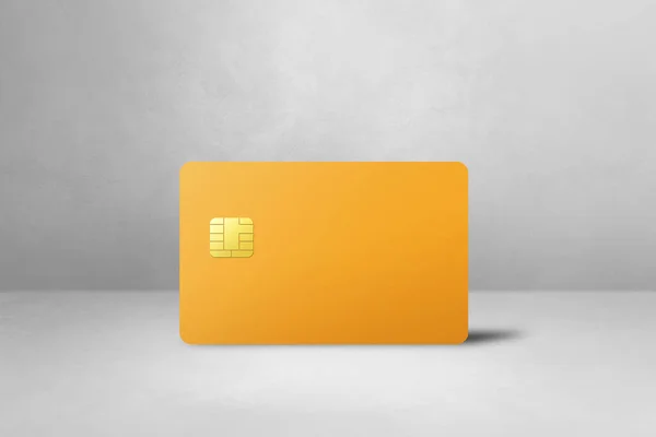 Yellow Credit Card Template White Concrete Background Illustration — Stock Photo, Image