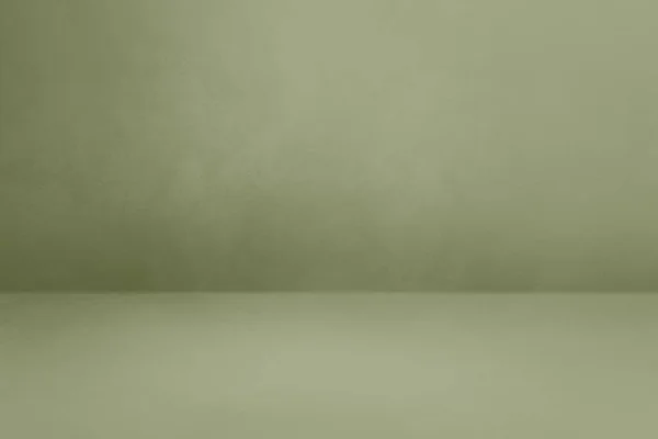 Хакі Зелений Бетонний Внутрішній Фон Порожня Сцена Шаблону Горизонтальний Макет — стокове фото