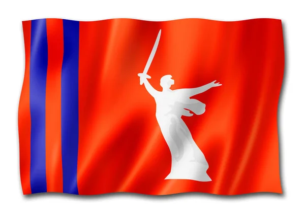 Państwo Wołgograd Obwód Flaga Rosja Wymachująca Kolekcją Chorągwi Ilustracja — Zdjęcie stockowe