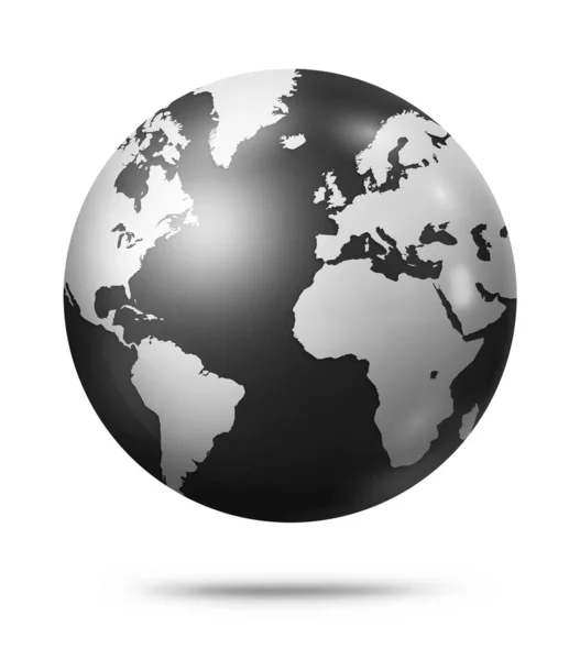 Black Earth Globe Isolated White Background Illustration — Stock Photo, Image