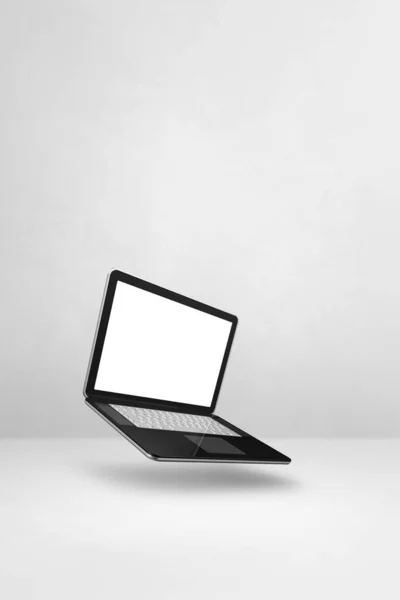 Blanco Computer Laptop Zwevend Een Witte Achtergrond Geïsoleerde Illustratie Verticale — Stockfoto