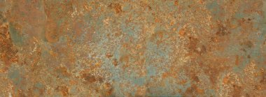 Eski paslı metal dokusu. Grunge arka plan endüstriyel duvar kağıdı. Yatay Pankart