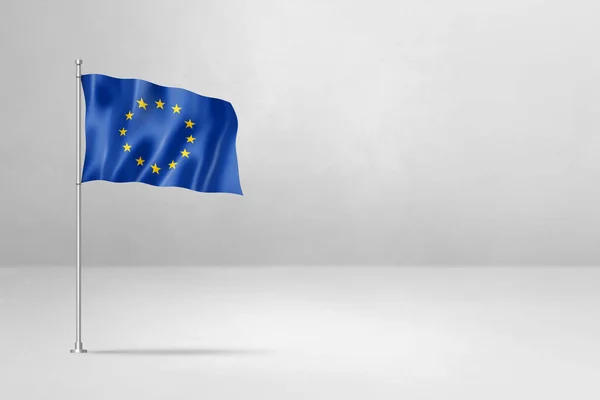 Σημαία Ευρωπαϊκής Ένωσης Τρισδιάστατη Απεικόνιση Απομονωμένη Φόντο Λευκού Τσιμέντου — Φωτογραφία Αρχείου