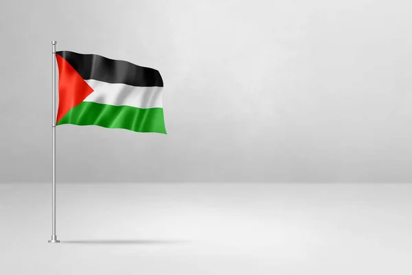 Filistin Bayrağı Boyutlu Illüstrasyon Beyaz Beton Arka Planda Izole Edilmiş — Stok fotoğraf