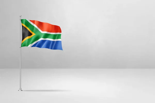 South Africa Flag Illustration Isolated White Concrete Wall Background — 스톡 사진
