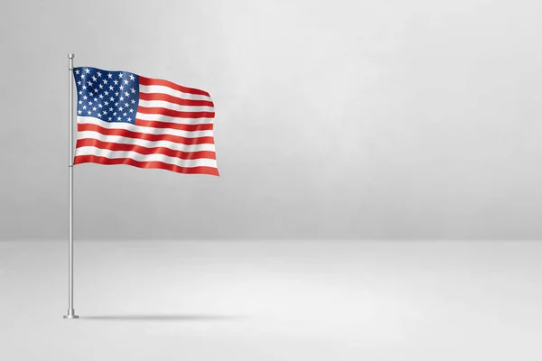 Usa Flag Illustration Isoleret Hvid Betonvæg Baggrund - Stock-foto