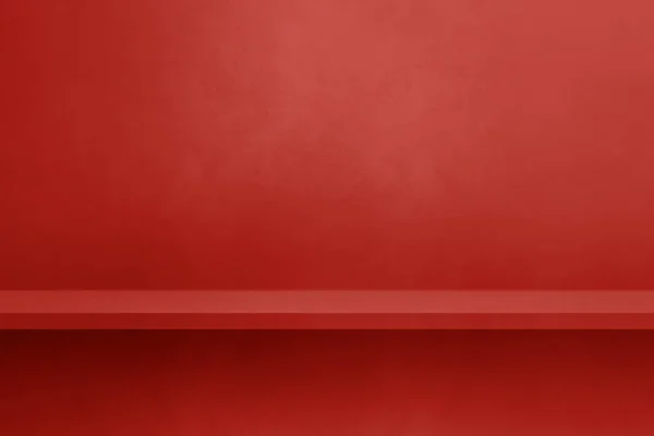 Άδειο Ράφι Έναν Κόκκινο Τσιμεντένιο Τοίχο Σκηνή Φόντου Οριζόντια Μακέτα — Φωτογραφία Αρχείου