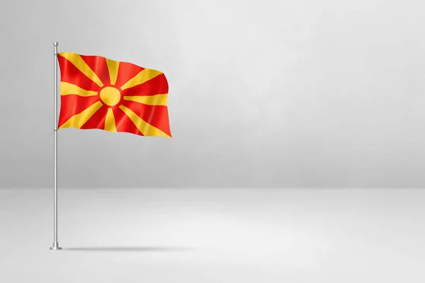 Mazedonien Flagge Illustration Isoliert Auf Weißem Betonwandhintergrund — Stockfoto