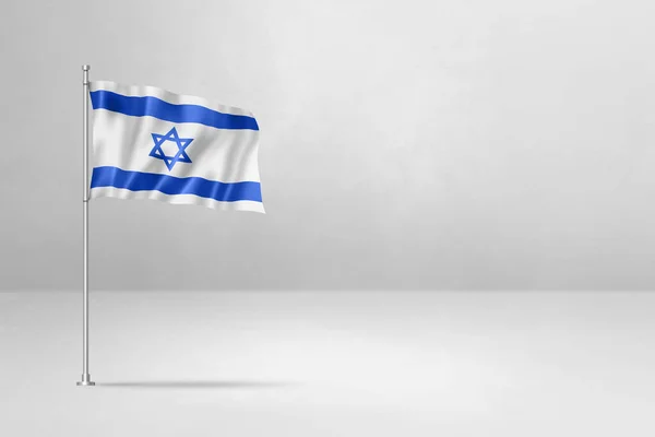 イスラエルの旗 白いコンクリート壁の背景に隔離された3Dイラスト — ストック写真