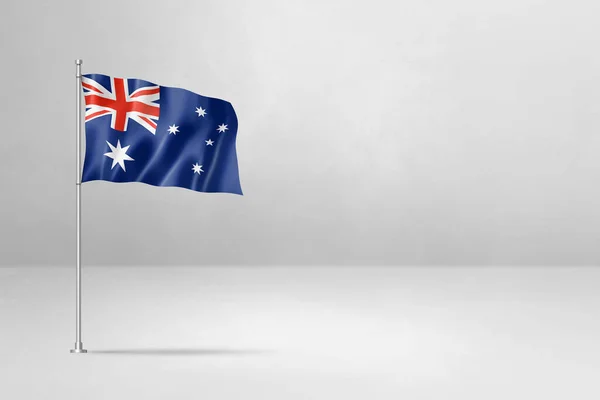澳大利亚国旗 3D插图 隔离在白色混凝土墙背景上 — 图库照片