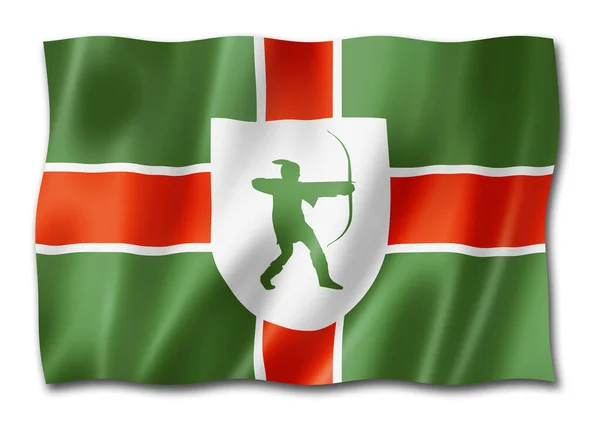 Flaga Hrabstwa Nottinghamshire Wielka Brytania Machająca Kolekcją Banerów Ilustracja — Zdjęcie stockowe
