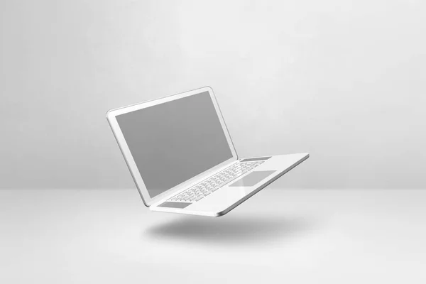 Leere Computer Laptops Schweben Über Einem Weißen Hintergrund Isolierte Illustration — Stockfoto