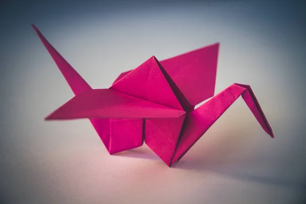 Pink Paper Crane Origami Isolated Blank Background — Stock Photo, Image