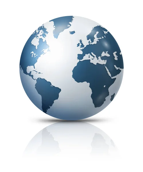 Blue Grey Earth Globe Isolated White Background Illustration — Stock Photo, Image