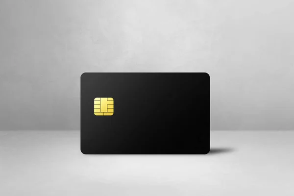 Black Credit Card Template White Concrete Background Illustration — Stock Photo, Image