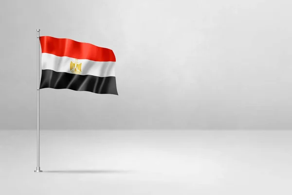 Egypte Vlag Illustratie Geïsoleerd Witte Betonnen Muur Achtergrond — Stockfoto