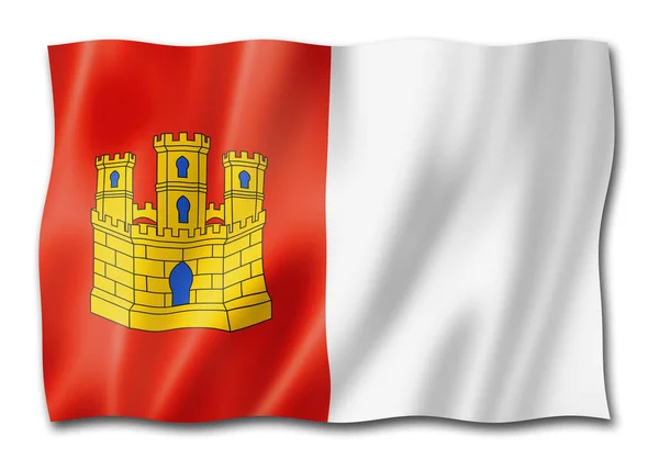 Vlajka Provincie Kastilie Mancha Španělsko Mává Sbírkou Praporů Ilustrace — Stock fotografie