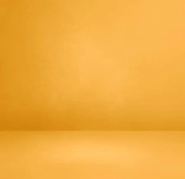 黄色の金のコンクリートの内部背景 空のテンプレートシーン スクエアモックアップ — ストック写真