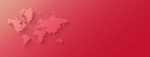 Illustrazione Mappa Del Mondo Isolato Uno Sfondo Rosa Bandiera Orizzontale — Foto Stock